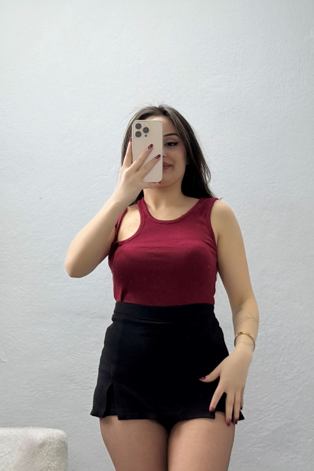 Omuz Dekolteli Kaşkorse Body Bordo - 71067.1748.