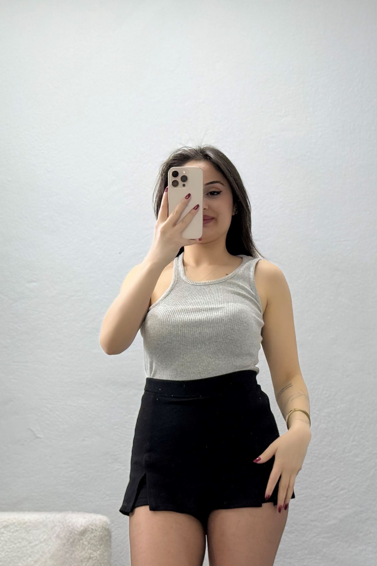 Omuz Dekolteli Kaşkorse Body Gri - 71067.1748.