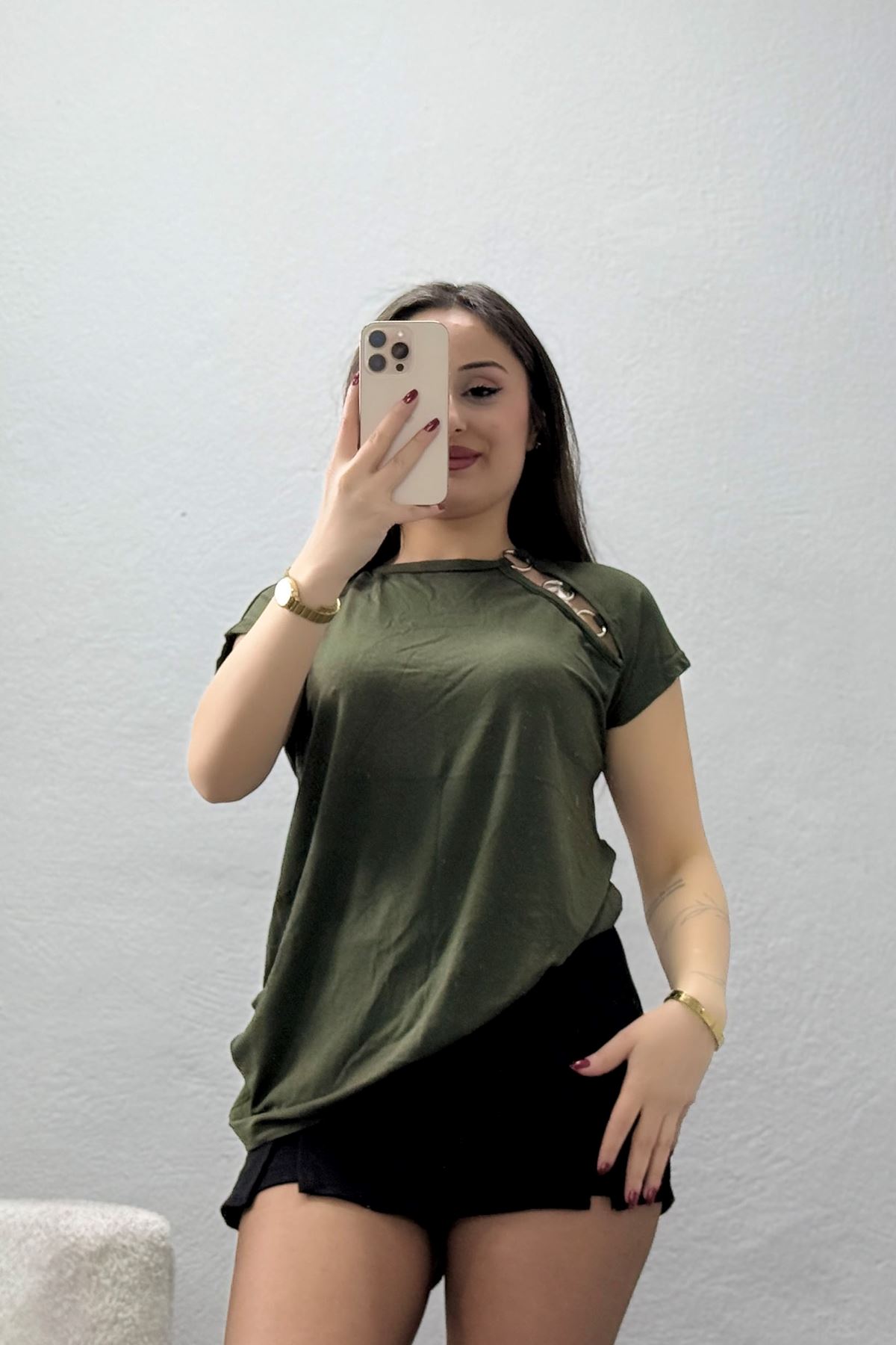 Halka Detaylı Bluz Haki - 43989.599.