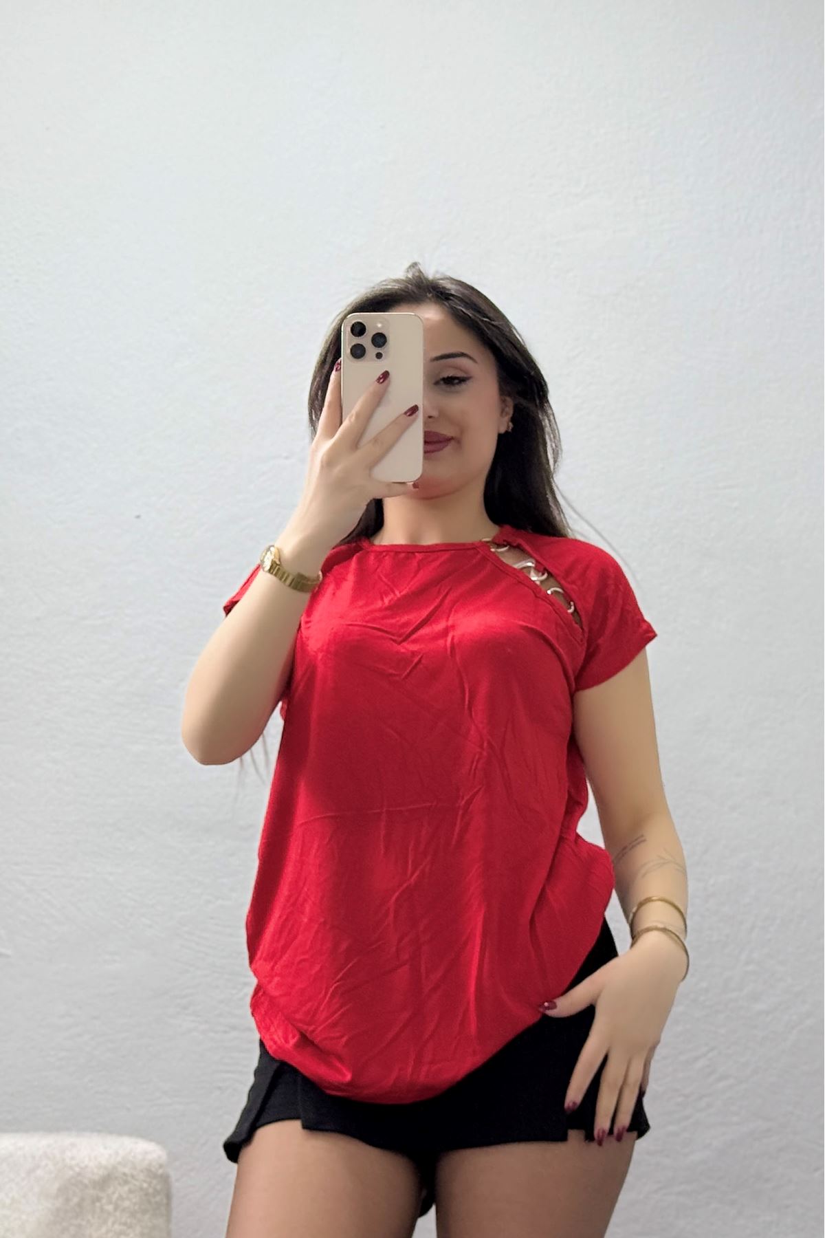 Halka Detaylı Bluz Kırmızı - 43989.599.