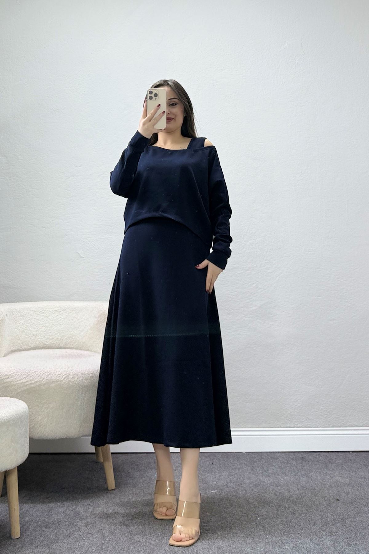 Modal Kumaş Bluzlu İkili Takım Lacivert - 4179.1247.