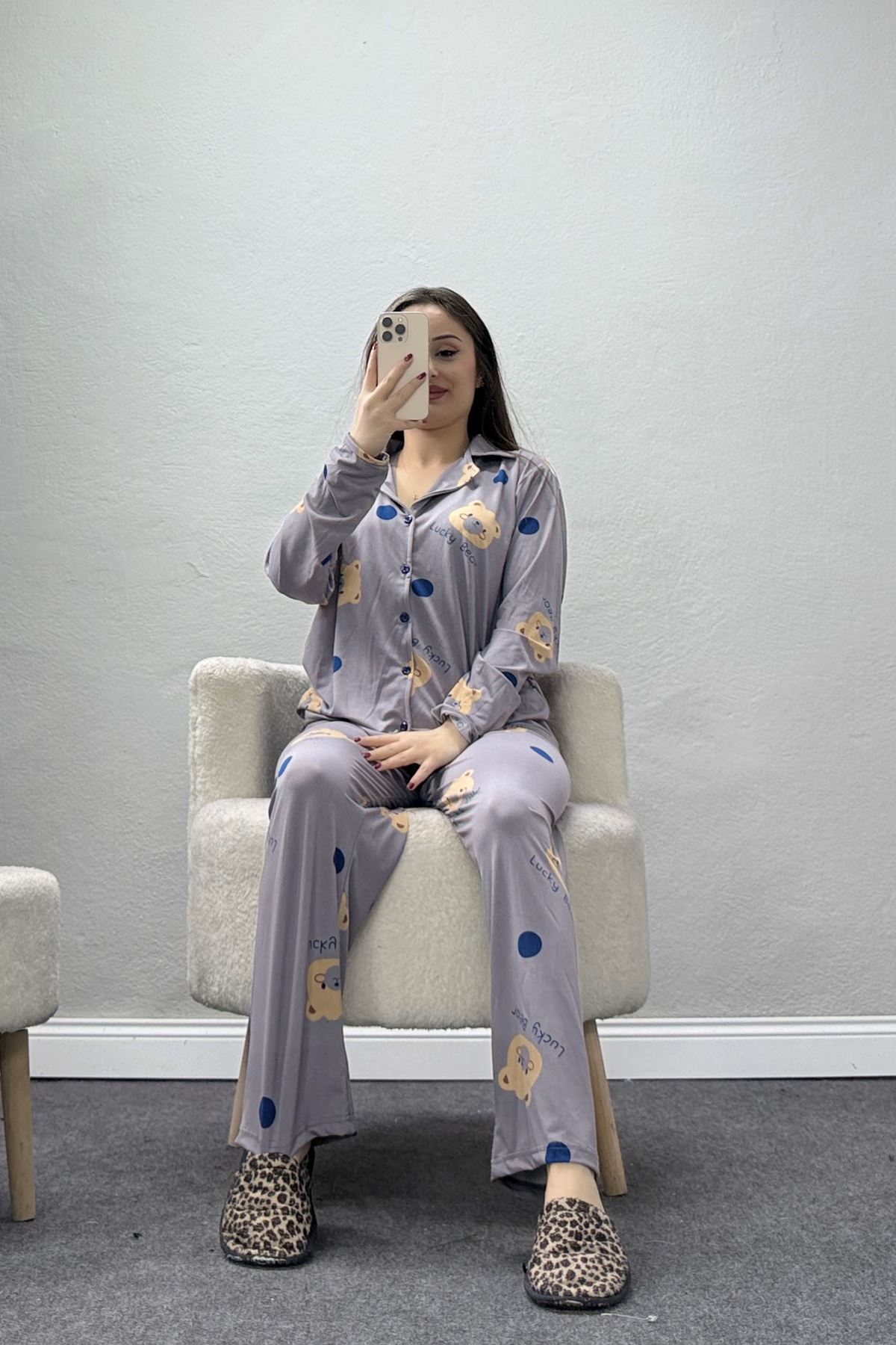 Milan Düğmeli Pijama Takımı Gri - 7511.1287.