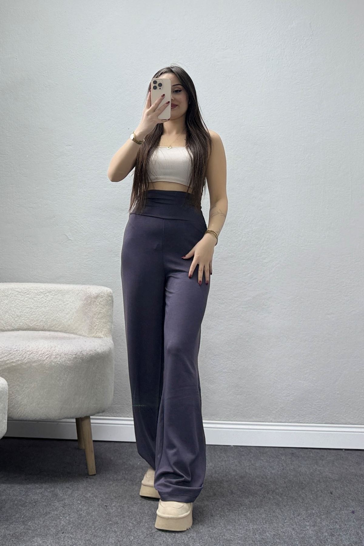 Modal Bel Katlamalı Eşofman Altı Antrasit - 52243.1567.