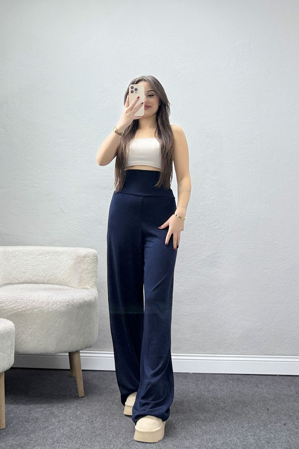 Modal Bel Katlamalı Eşofman Altı Lacivert - 52243.1567.