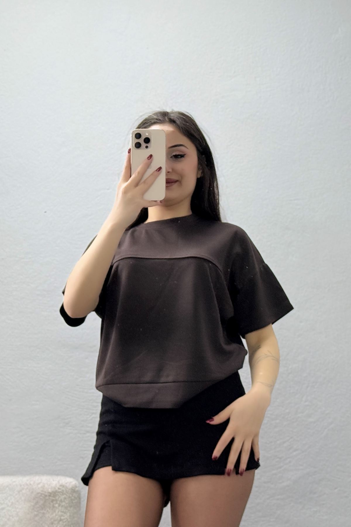 Örme Modal Çımalı Bluz Kahve - 71173.2023.