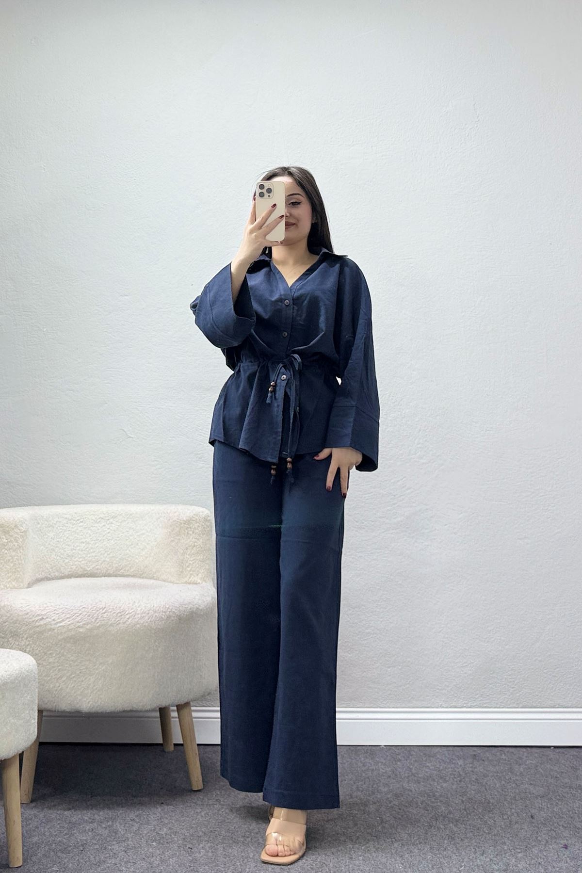 Bel Büzgülü Keten İkili Takım Laci - 7571.196.