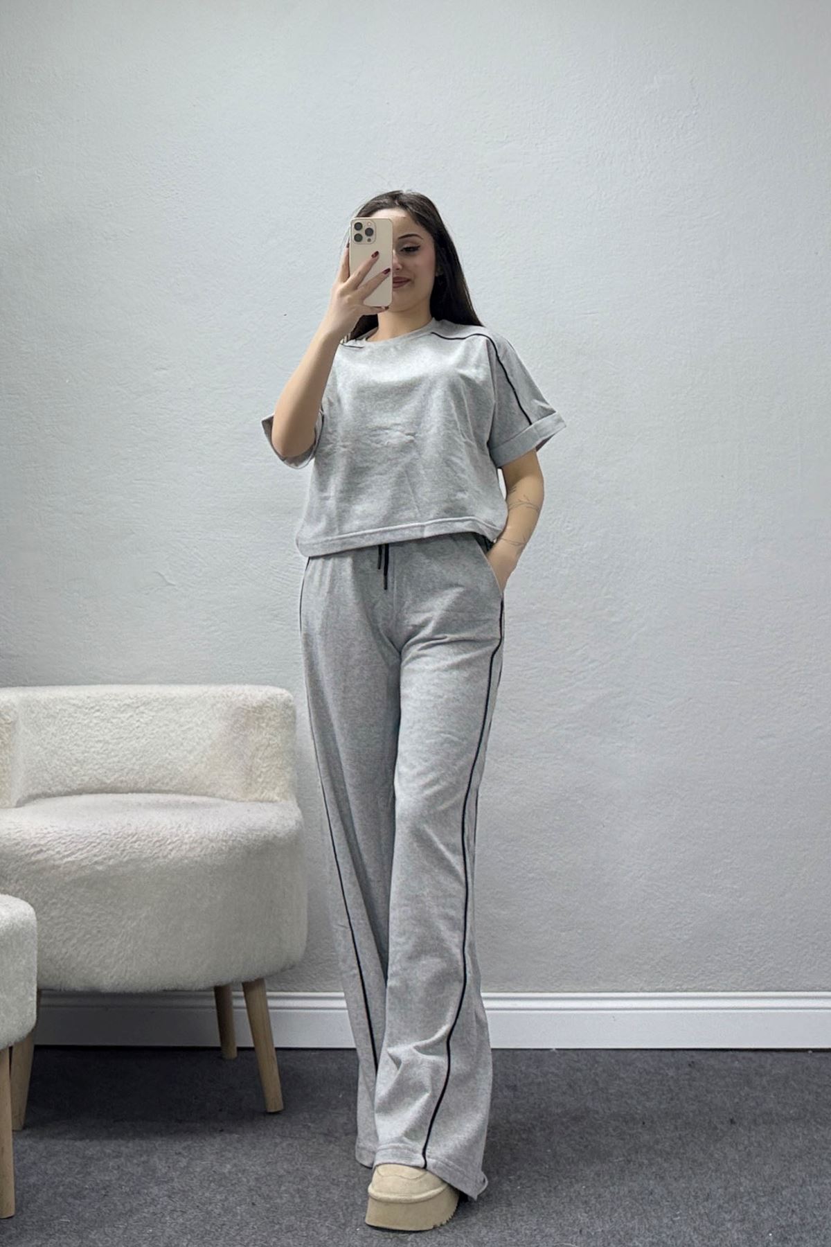 2 İplik Biyeli Eşofman Takımı Boyalıgri - 52245.1857.