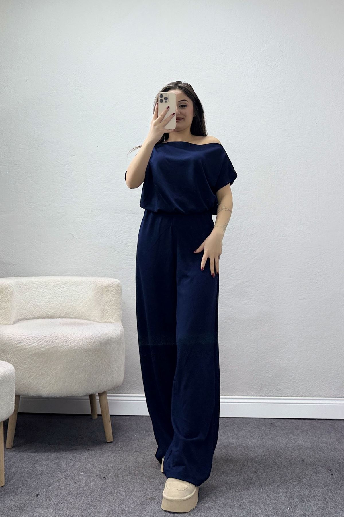 Kayık Yaka Modal Kumaş Kısa Kollu İkili Takım Laci - 55093.1567.