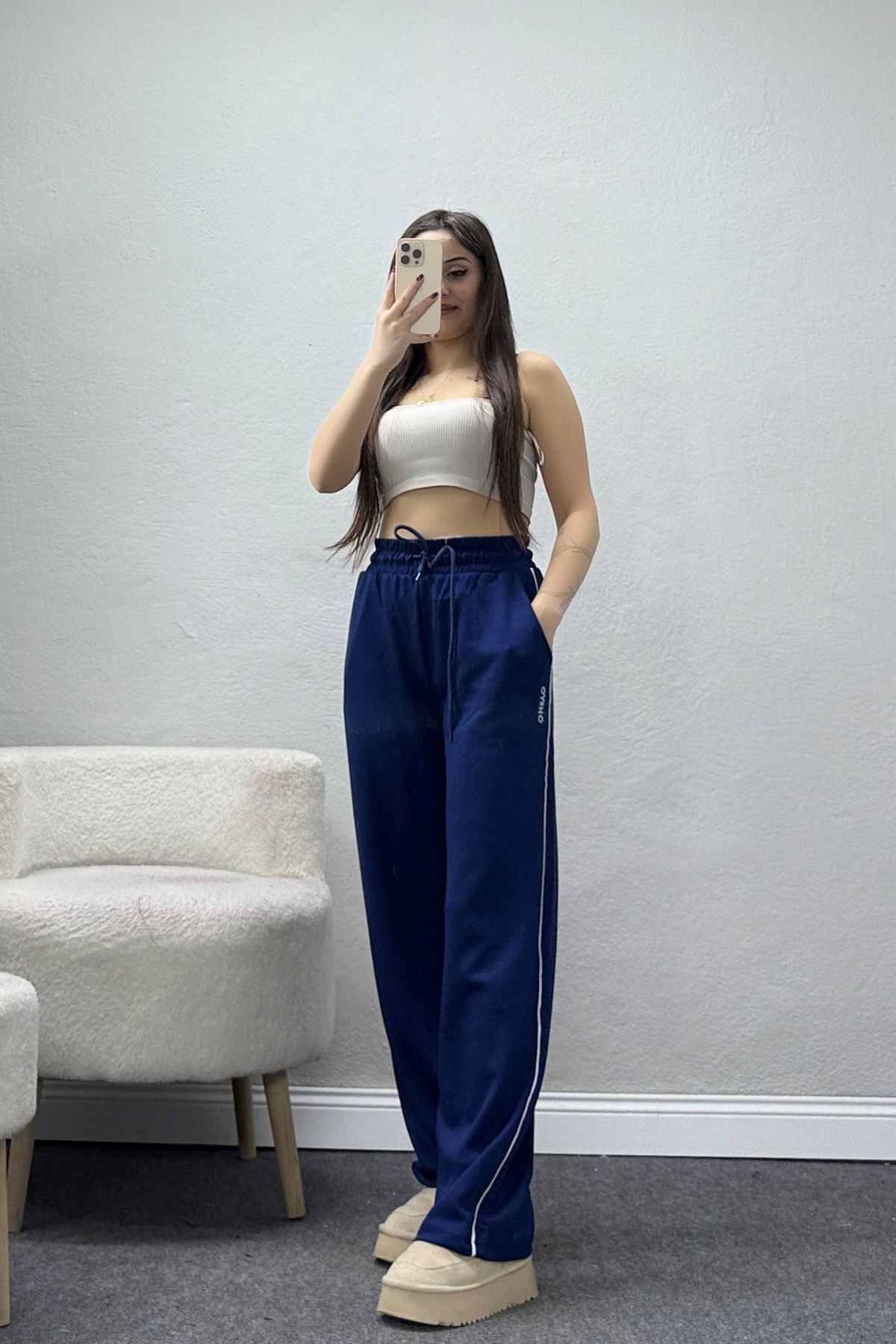 Modal Baskılı Eşofman Altı Lacivert - 71115.102.