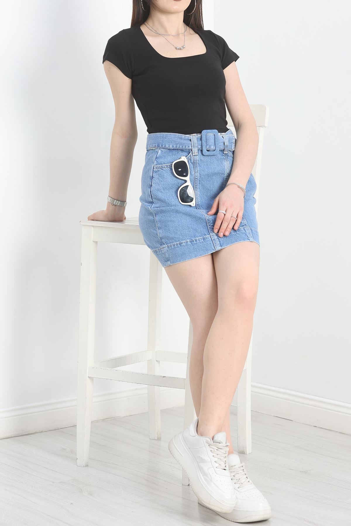 Kare Yaka Penye Tişört Siyah - 21804.200.