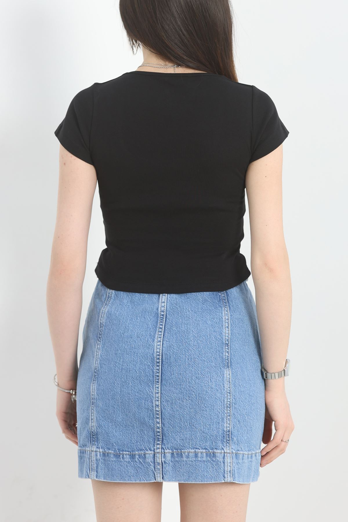 Kare Yaka Penye Tişört Siyah - 21804.200.