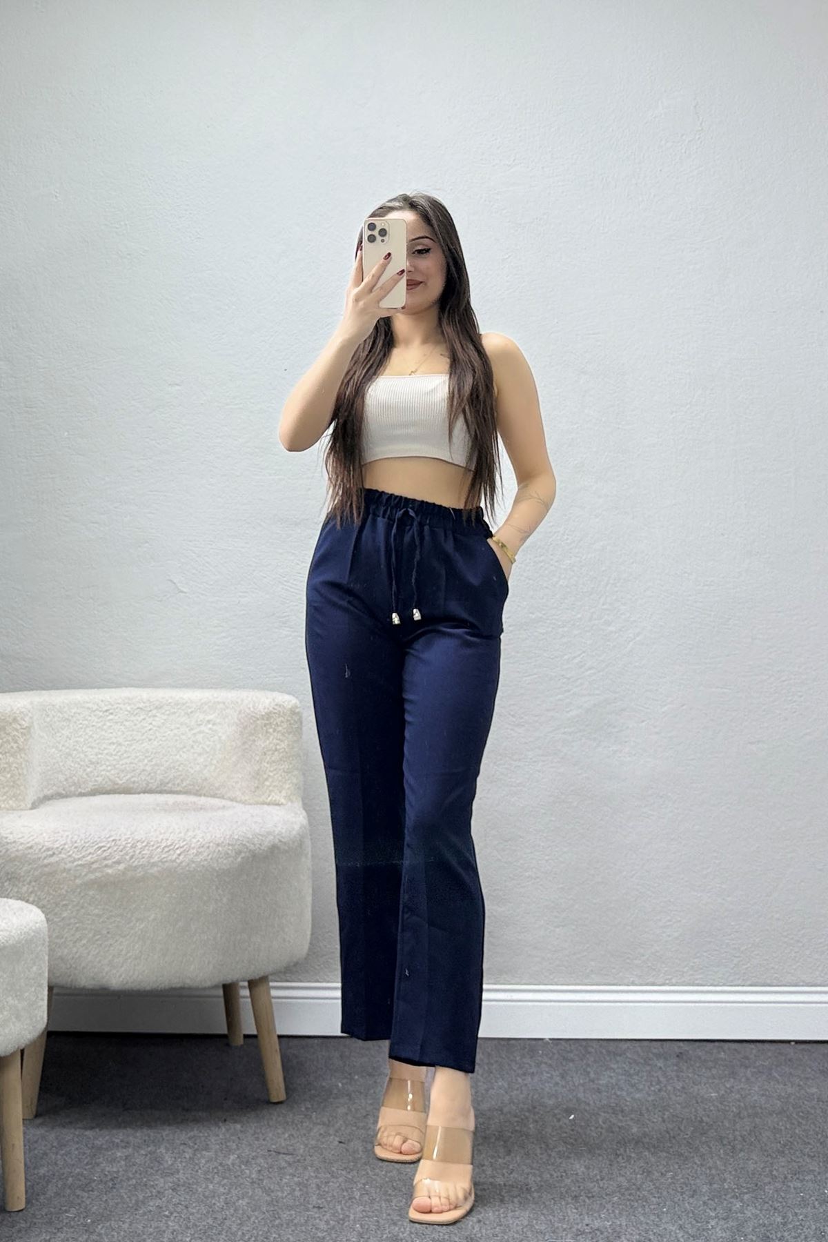 Dabıl Bağcıklı Pantolon Lacivert1 - 20138.1884.