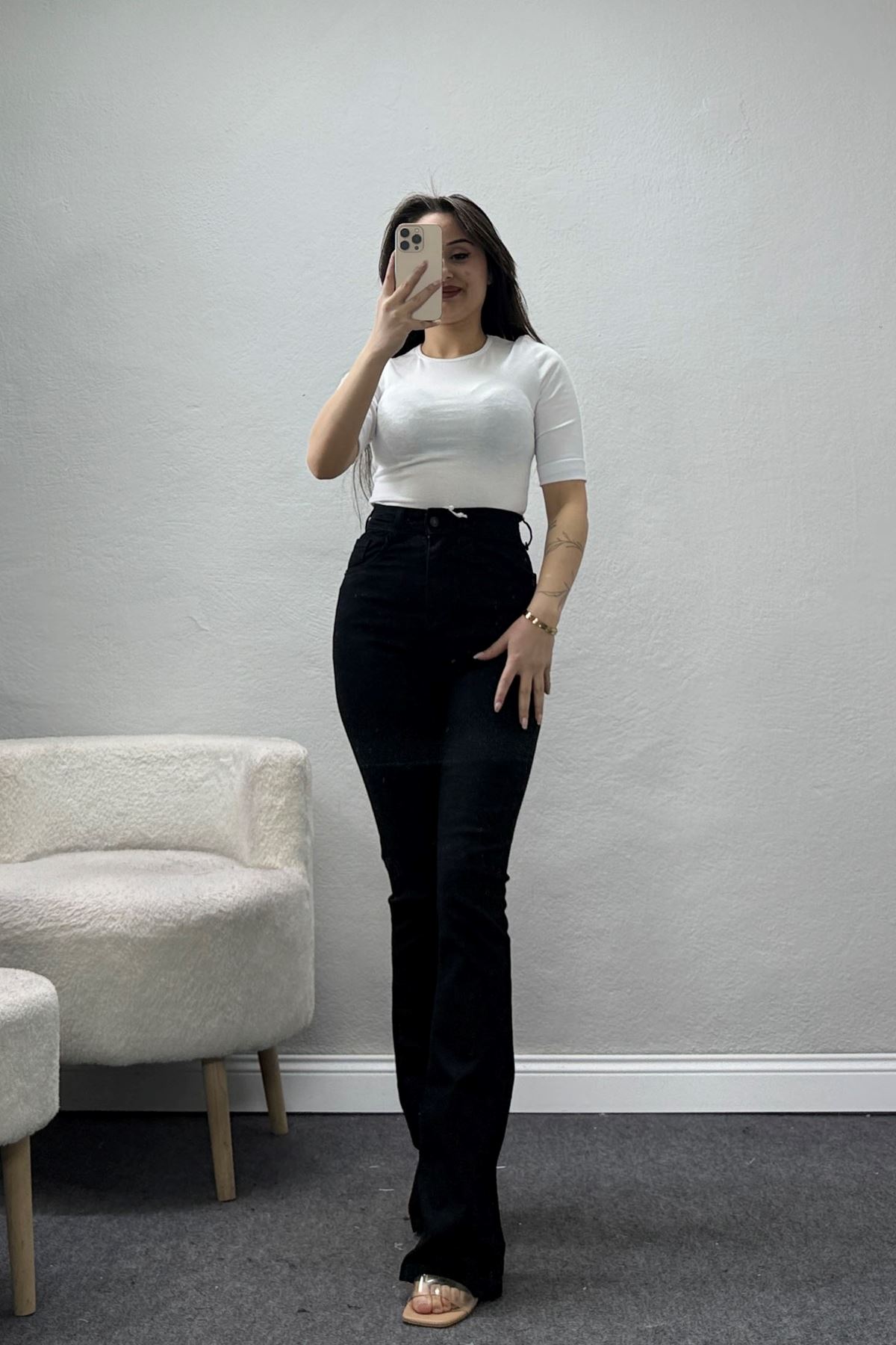 Likralı İspanyol Kot Pantolon Siyah - 32452.2001.