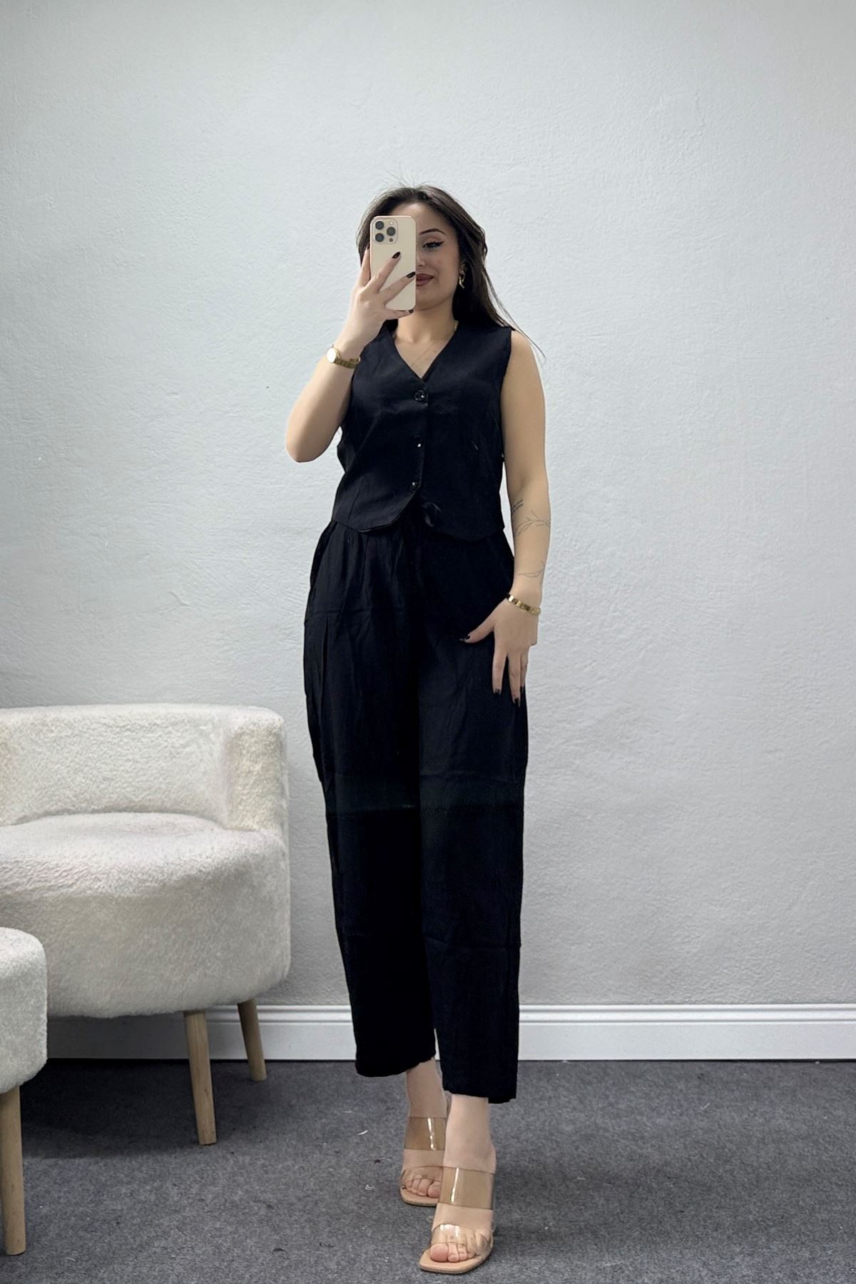 Çilek Yelekli Takım Siyah - 031.2153.