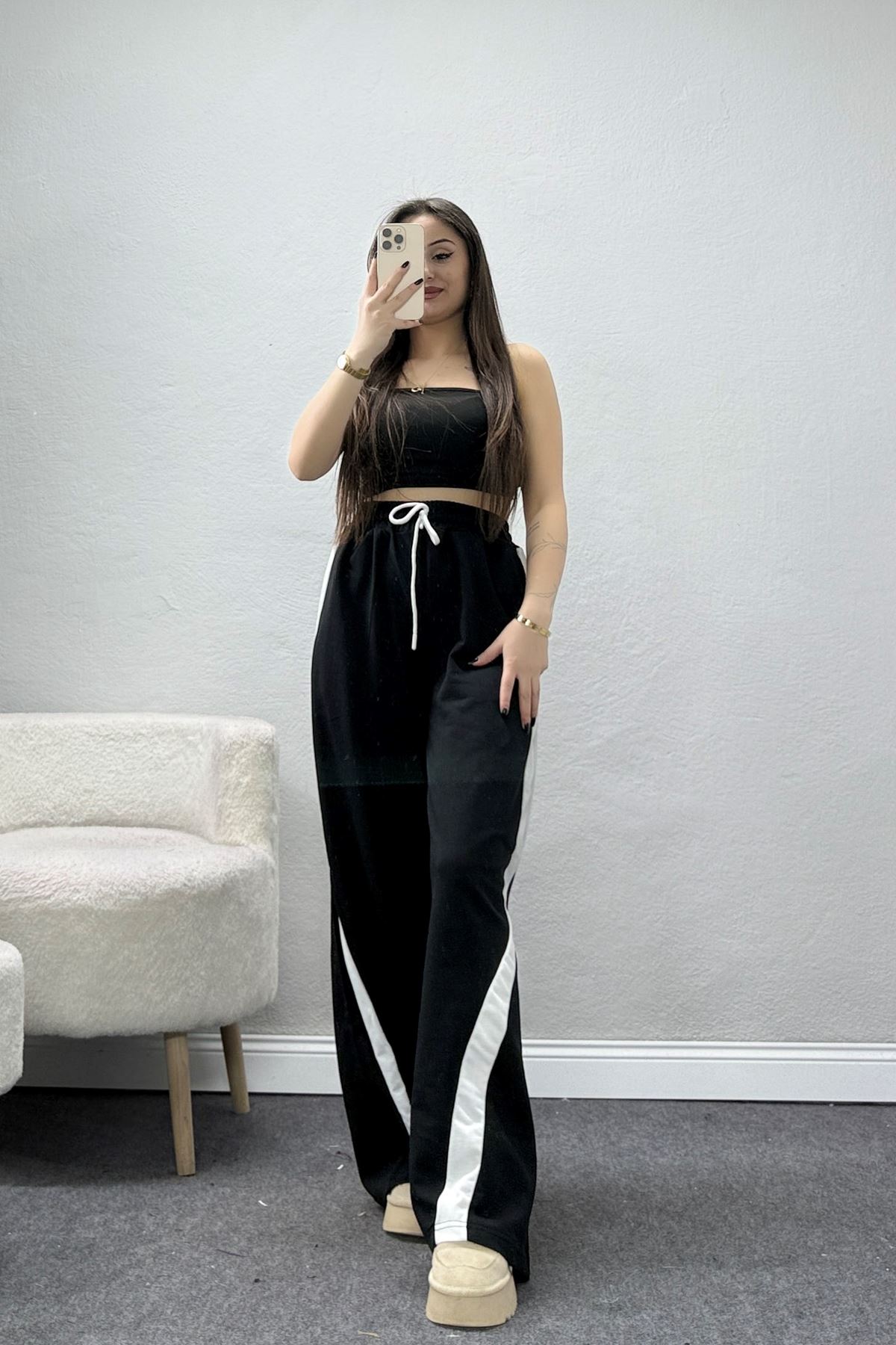 İki İplik Biyeli Eşofman Altı Siyah - 43968.1857.