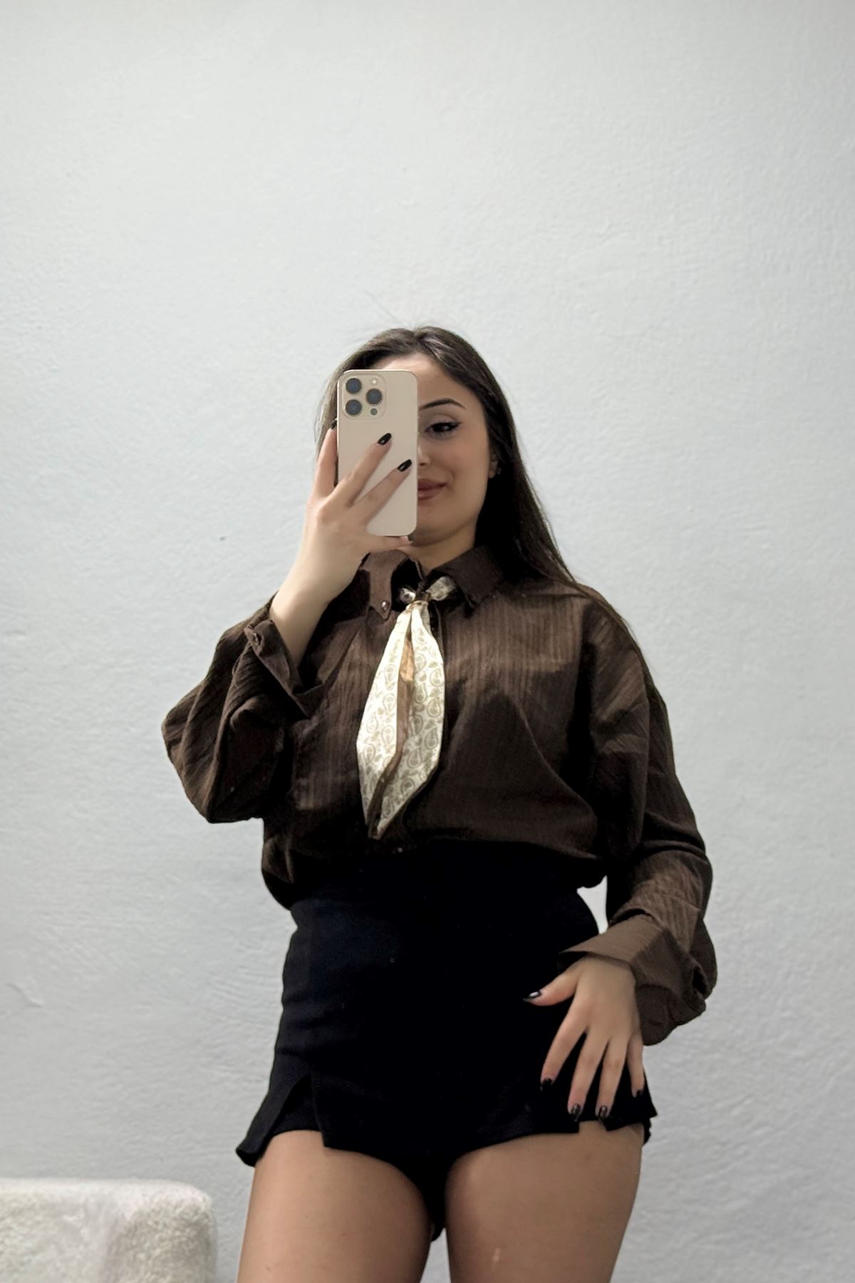 Fularlı Gömlek Kahve - 4162.1247.