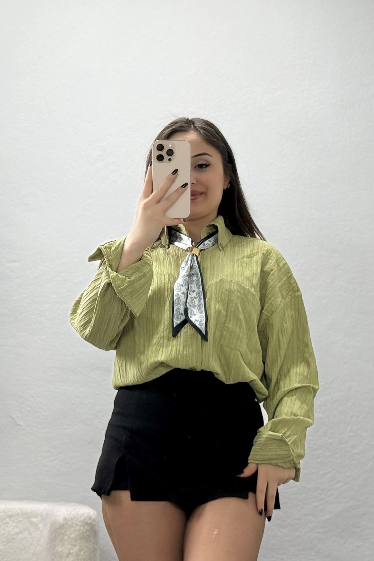 Fularlı Gömlek Yeşil - 4162.1247.