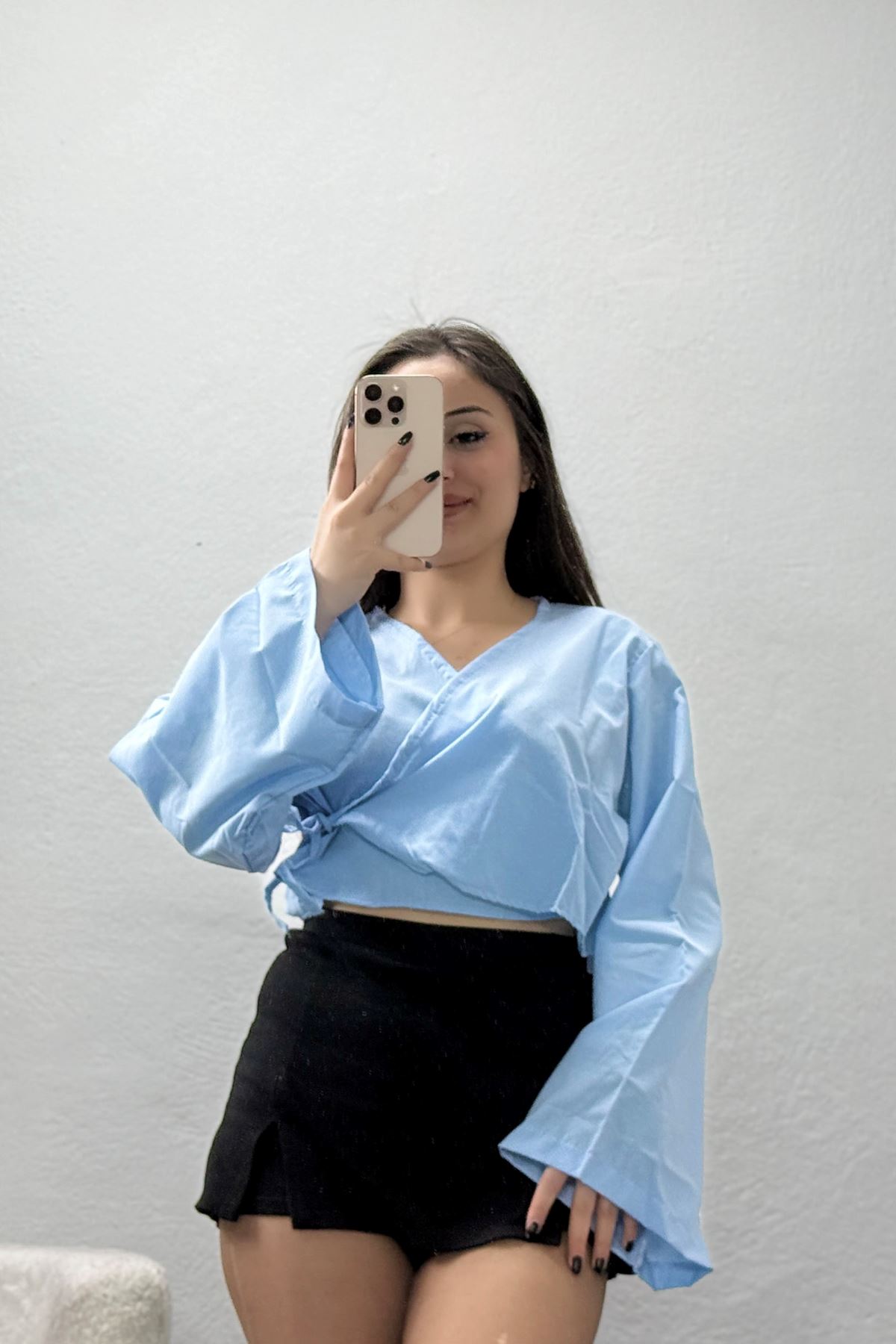 Bağlamalı Asimetrik Gömlek Bebemavi - 30872.1949.