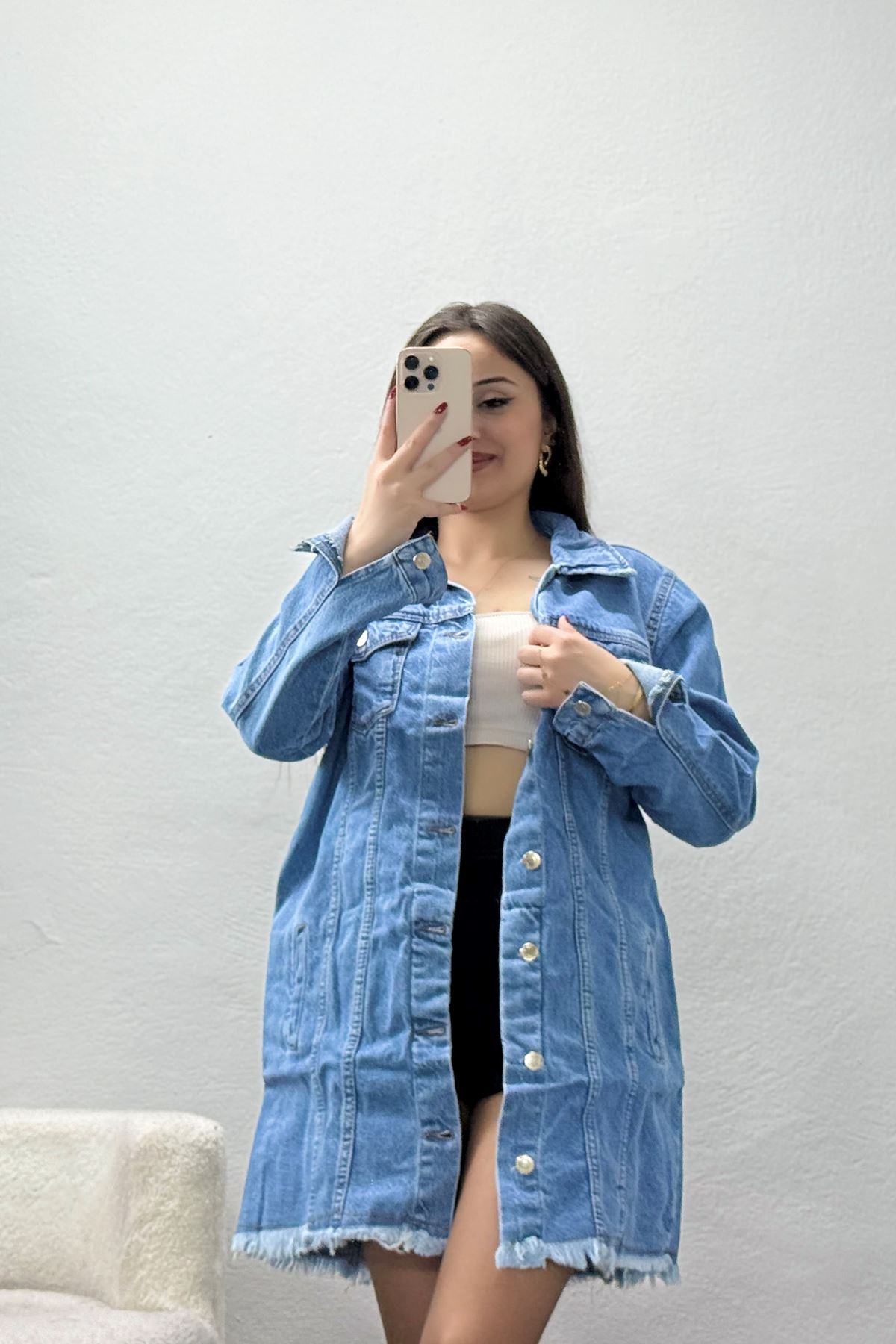 Püsküllü Kot Ceket Buzmavi - 32520.2141.