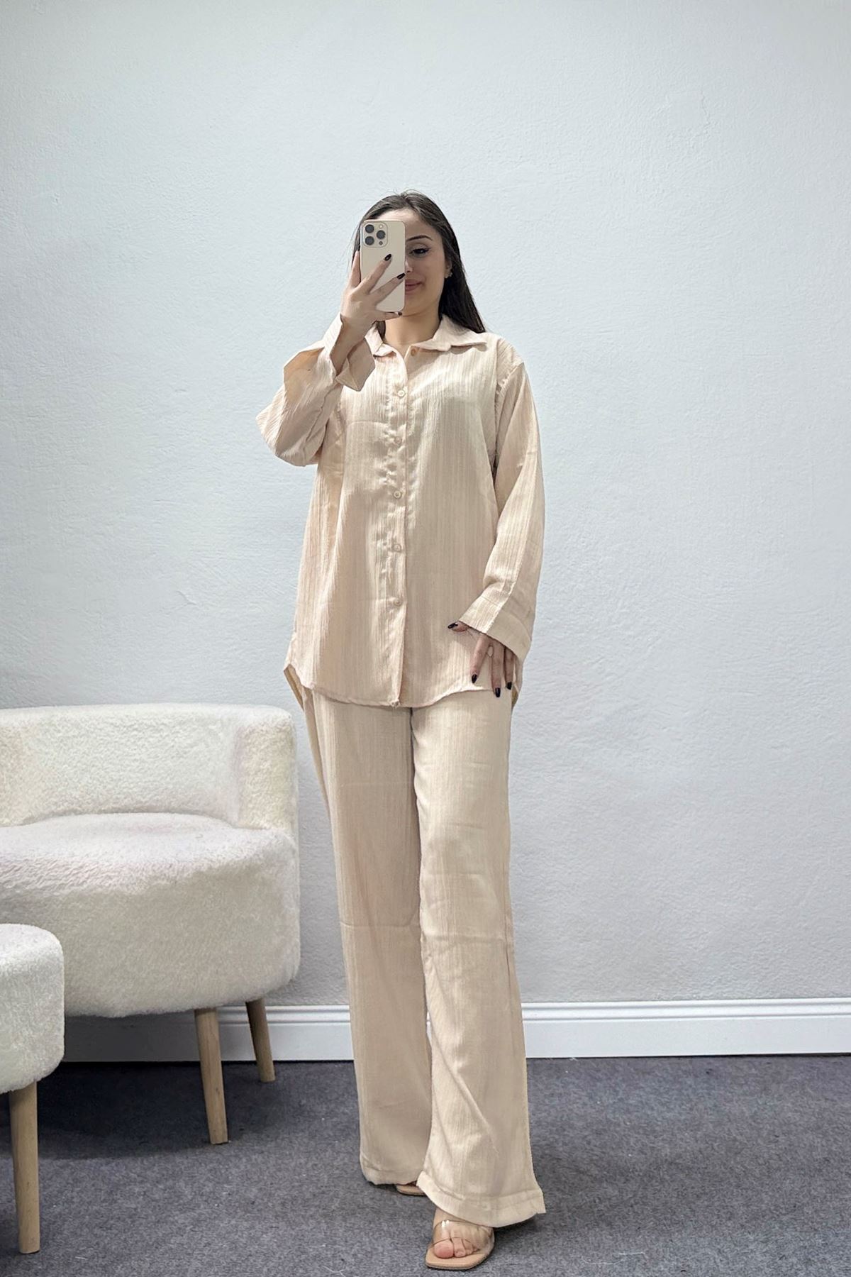 Gömlekli Kaş Takım Bej - 4161.1247.