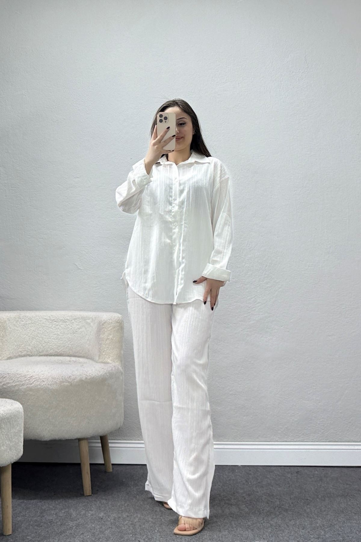 Gömlekli Kaş Takım Beyaz - 4161.1247.