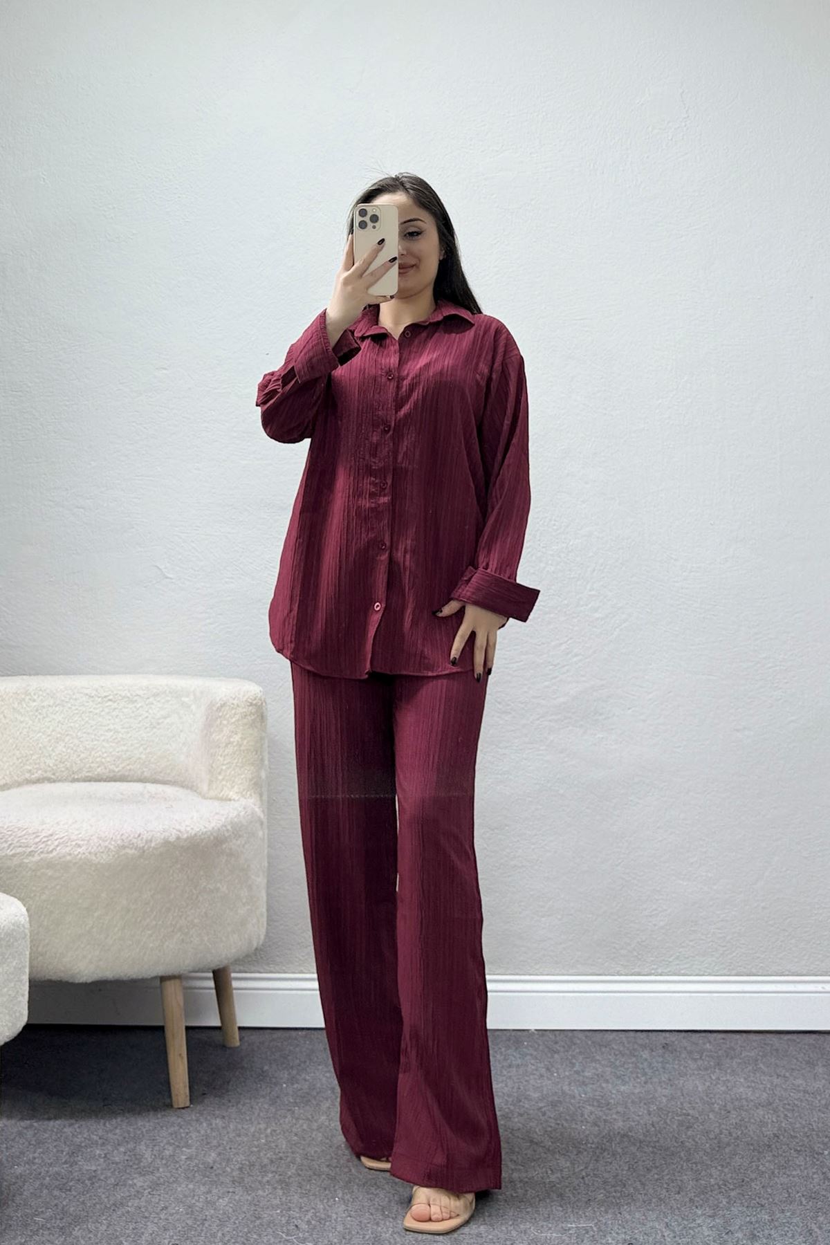 Gömlekli Kaş Takım Bordo - 4161.1247.