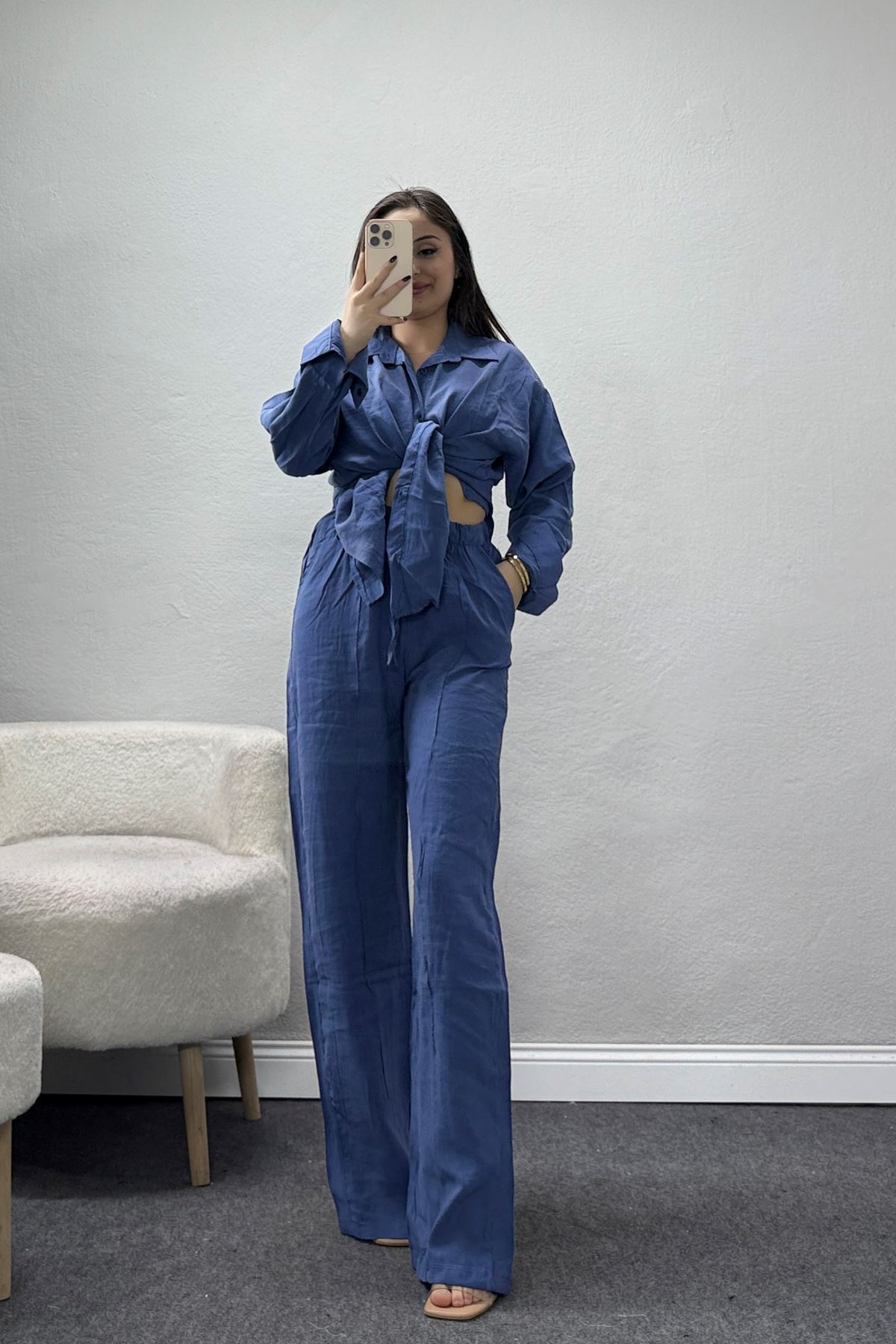 Modal Kumaş Gömlekli Takım İndigo - 4201.1247.