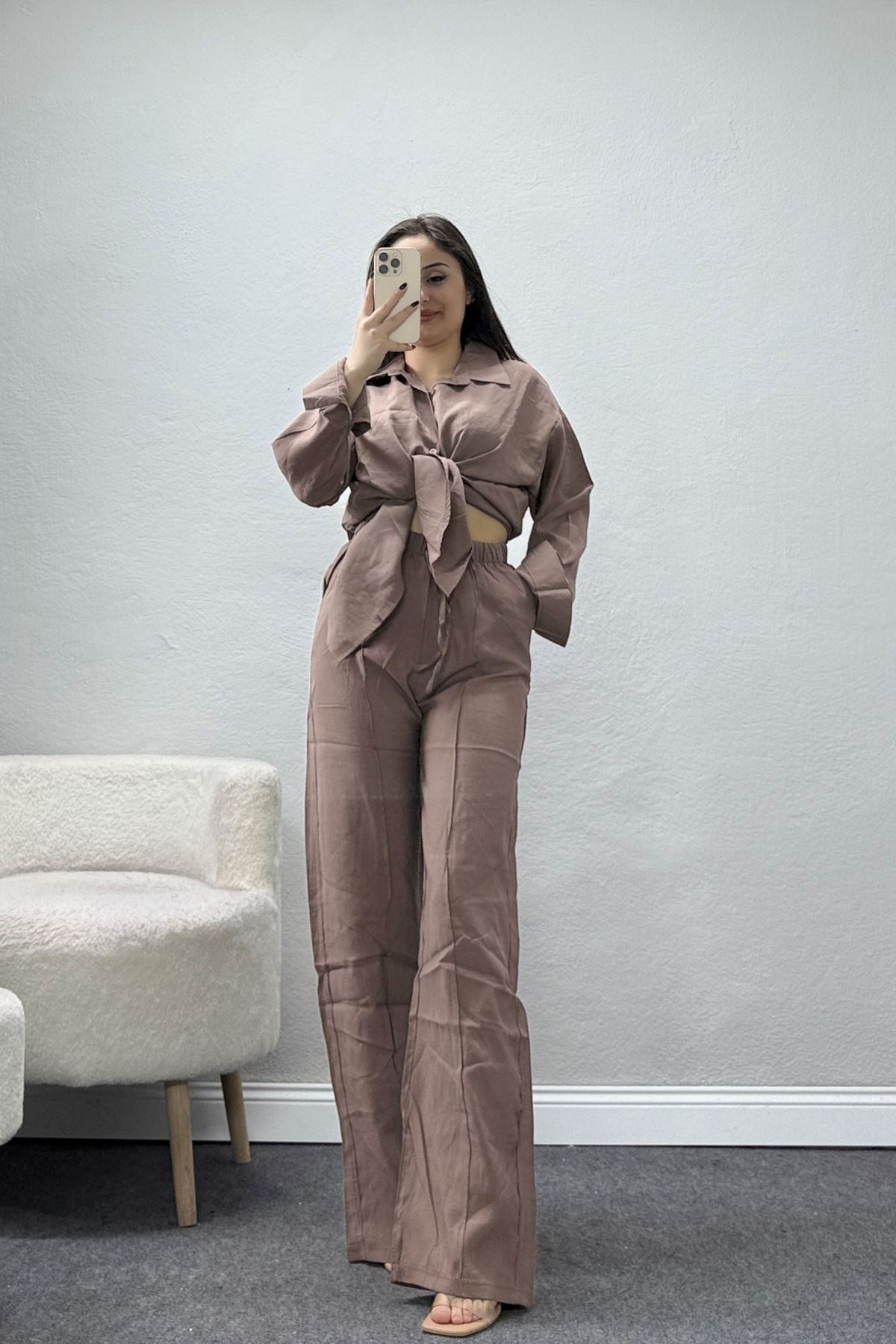 Modal Kumaş Gömlekli Takım Vizon - 4201.1247.