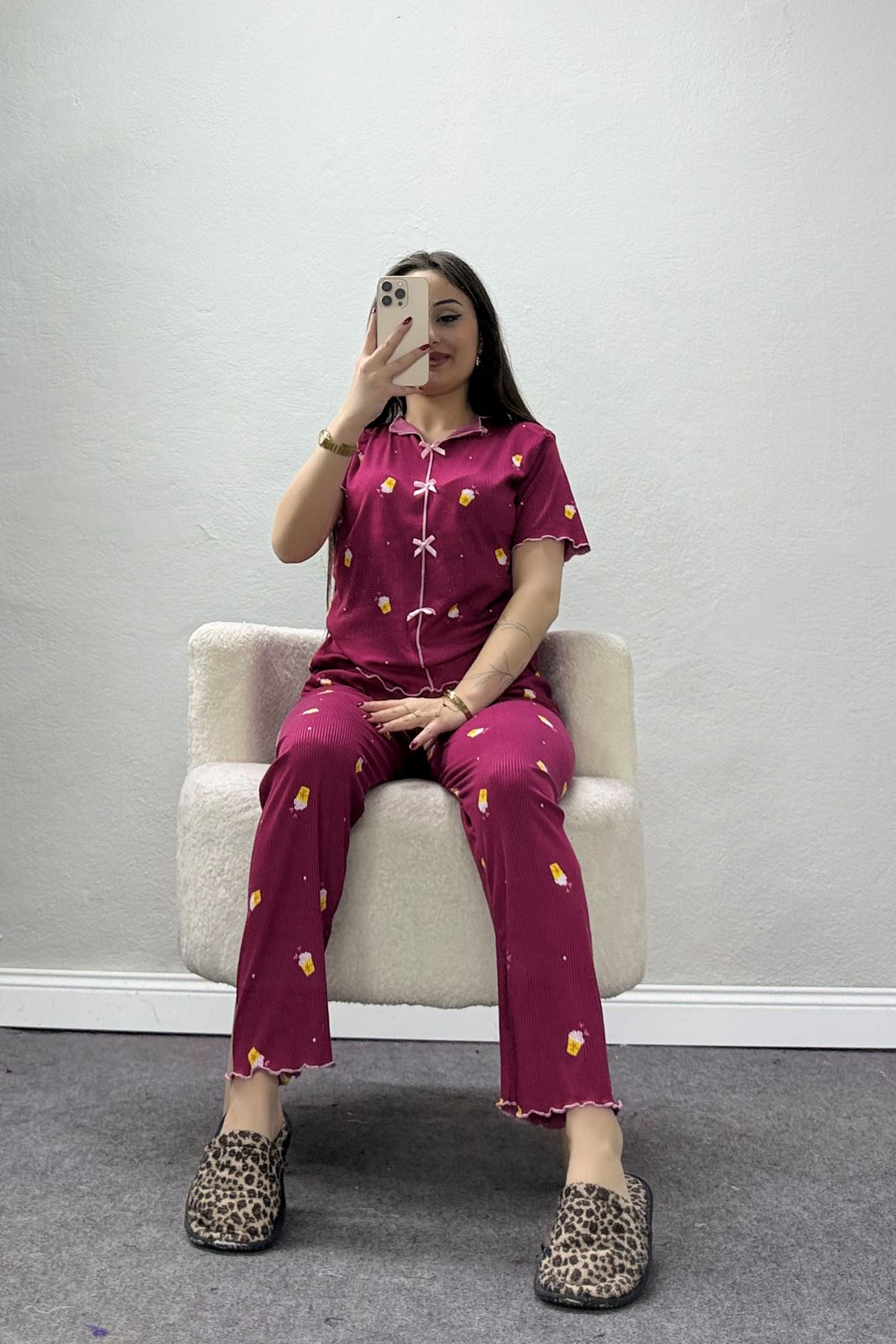 Kaşkorse Pijama Takımı Bordo - 52281.1049.