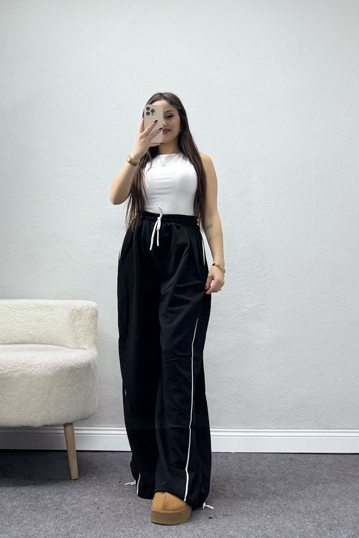 2 İplik Biyeli Eşofman Altı Siyah - 43967.1857.