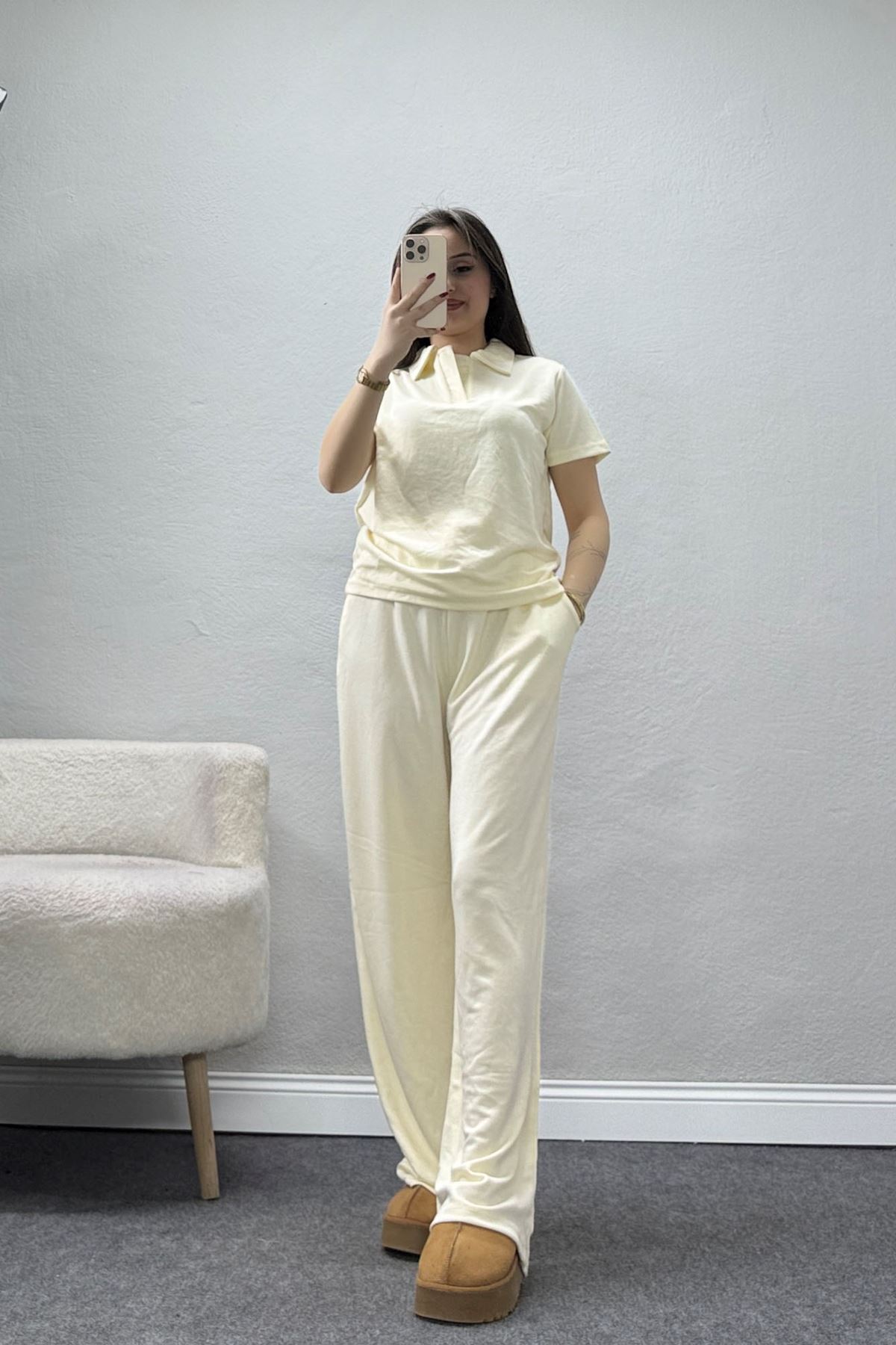 Polo Yaka Modal Takım Takım Ekru - 8019.1247.