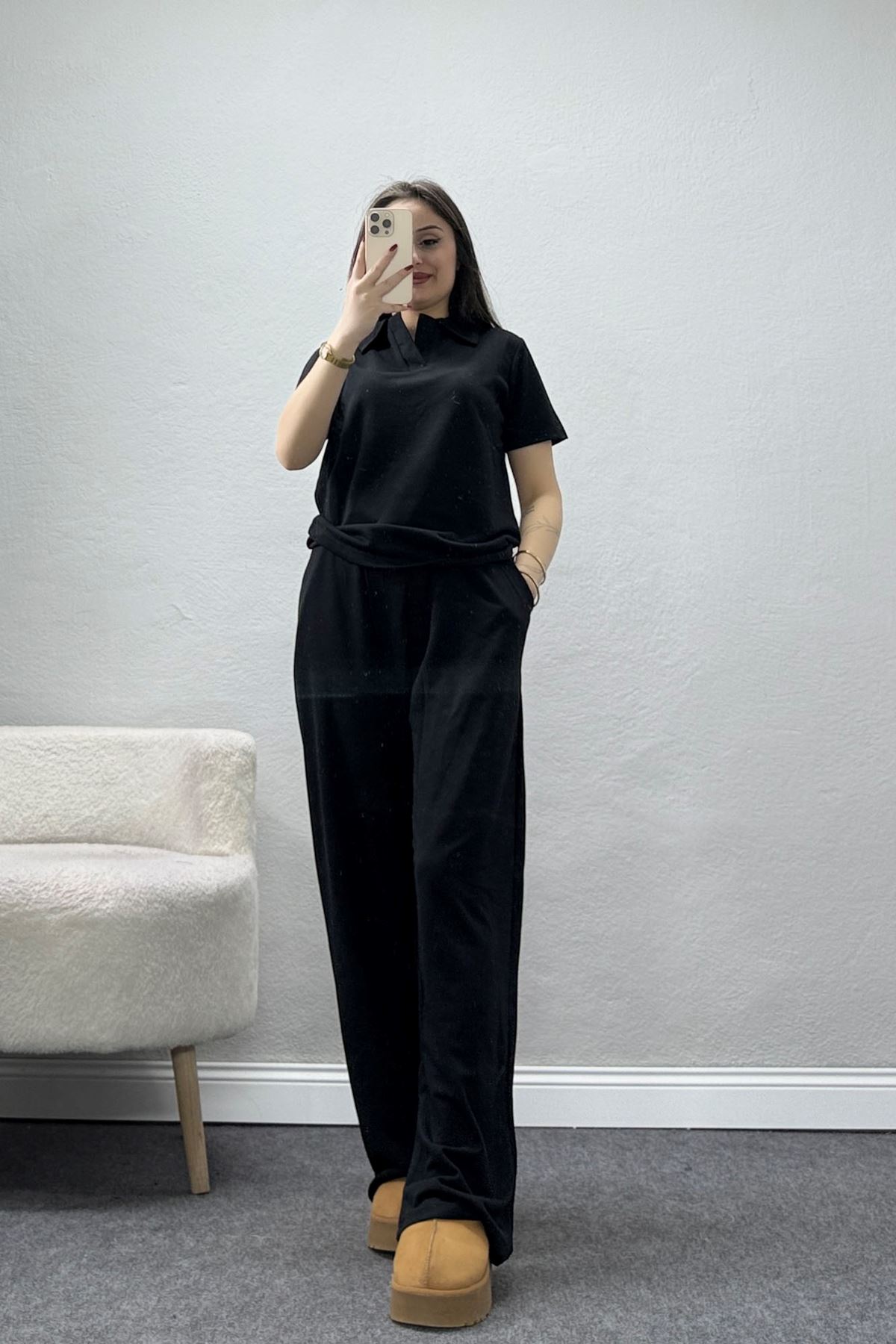 Polo Yaka Modal Takım Siyah - 8019.1247.