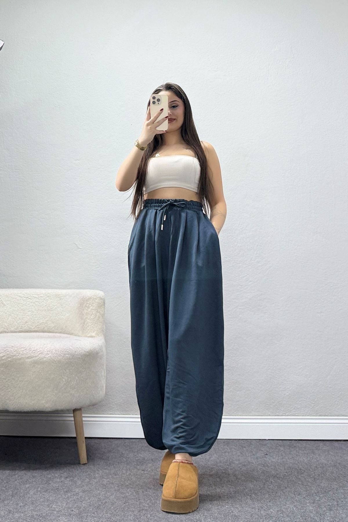 Kristal Kumaş Şalvar Eşofman Altı Antrasit - 42924.102.