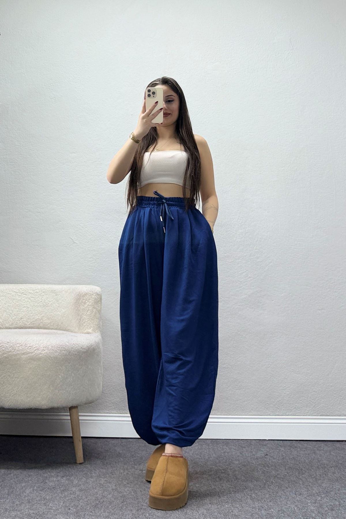 Kristal Kumaş Şalvar Eşofman Altı Lacivert - 42924.102.