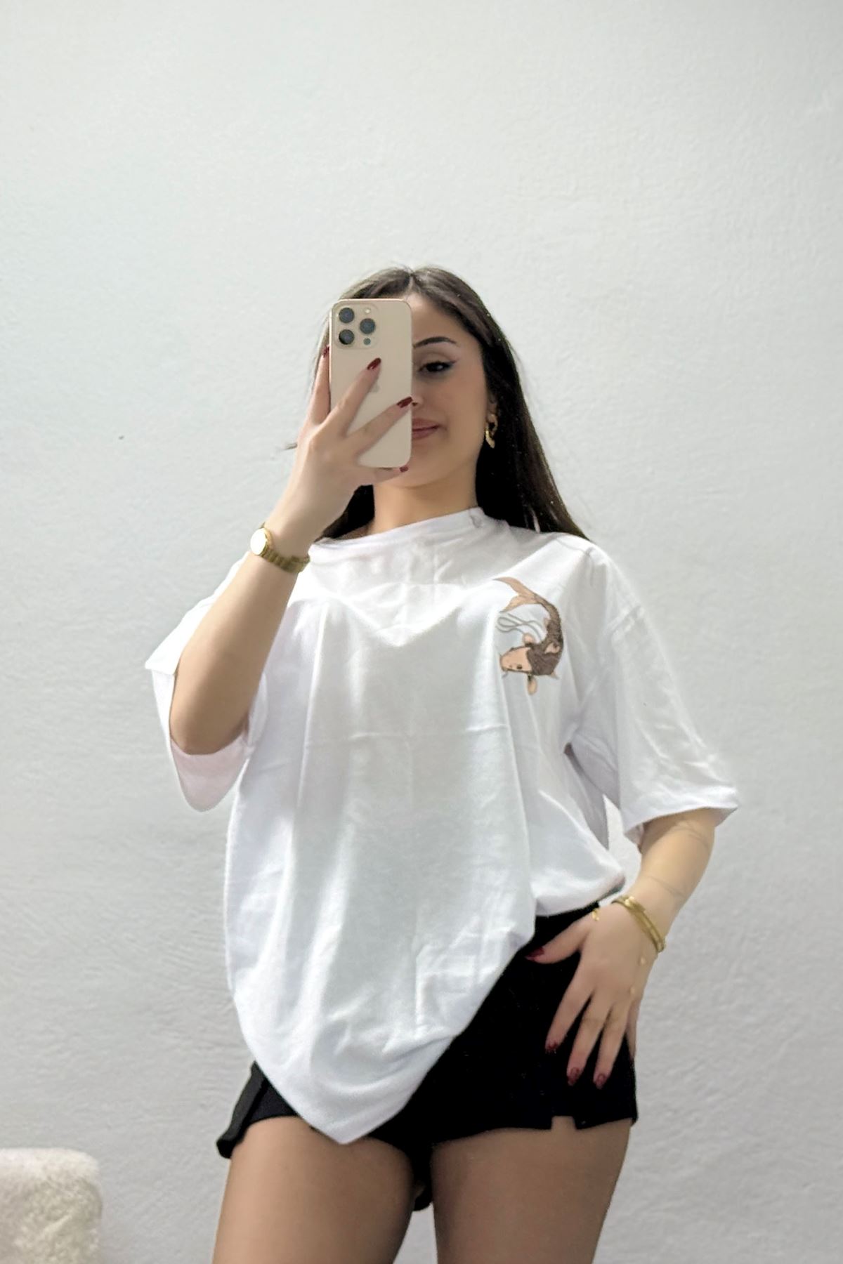 Baskılı Ünisex Kompakt Penye Tişört Beyazsomon - 55149.1872.