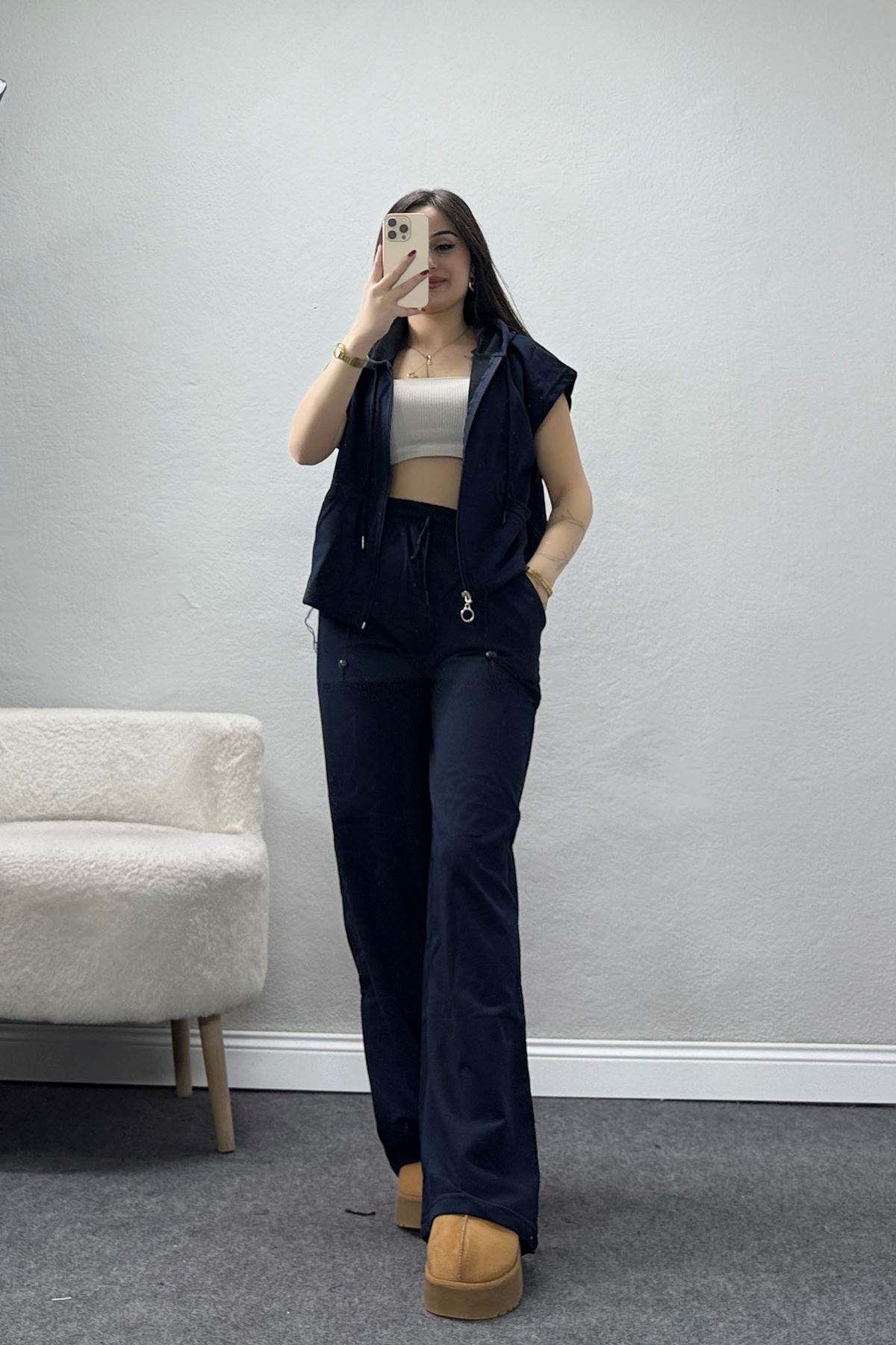 İki İplik Fermuarlı Eşofman Takımı Lacivert - 52250.1857.