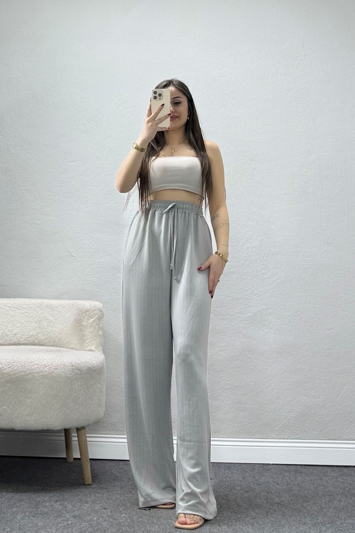 Bol Paça Modal Kumaş Pantolon Duman - 3108.1247.