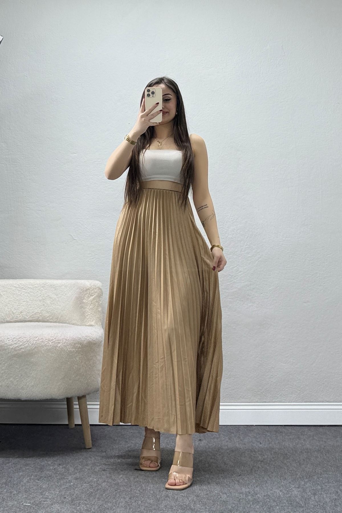 Pileli Etek Bej - 44029.2111.