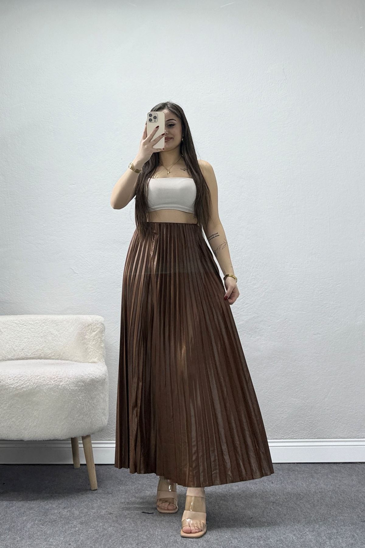 Pileli Etek Kahve - 44029.2111.