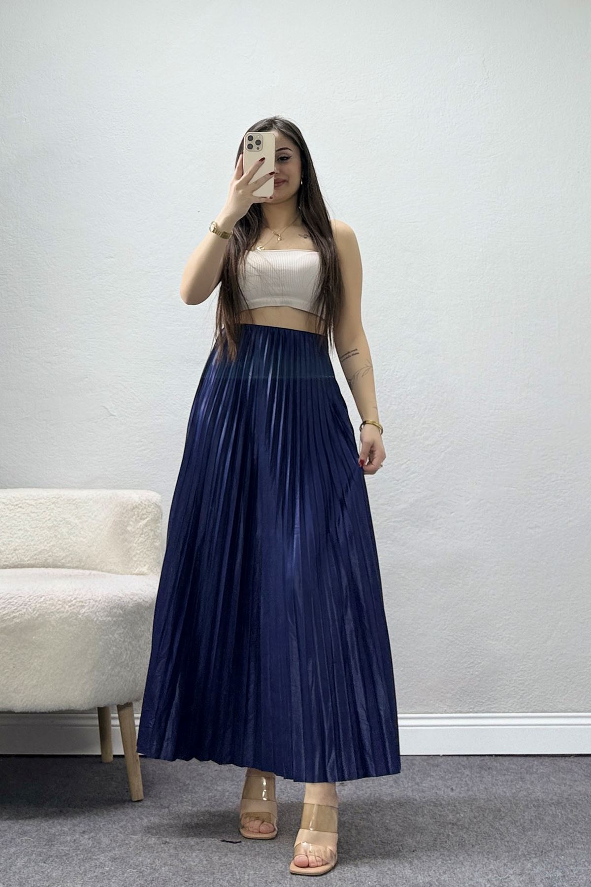 Pileli Etek Lacivert - 44029.2111.