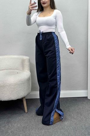 Kot Garnili Yırtmaçlı Eşofman Altı Lacivert - 30095.1857.