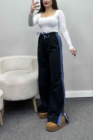 Kot Garnili Yırtmaçlı Eşofman Altı Siyah - 30095.1857.