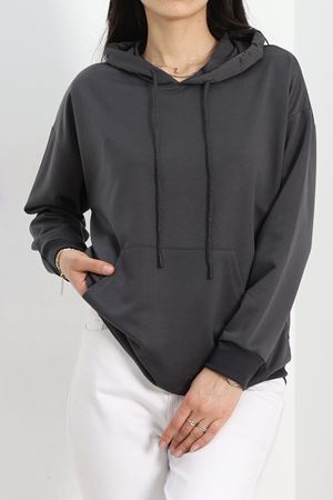 2 İplik Kapşonlu Kanguru Cepli Sweat Boyalıantrasit - 30090.1878.