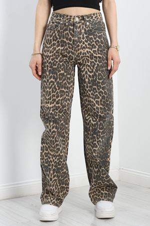 Desenli Palazzo Kot Pantolon Leopar - 30458.1966.