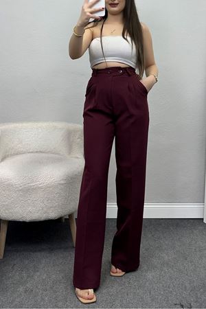 Bel Lastikli Palazzo Pantolon Bordo - 30388.1397.