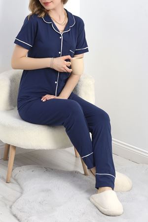 Süprem Düğmeli Pijama Takımı Lacivert - 30320.1048.