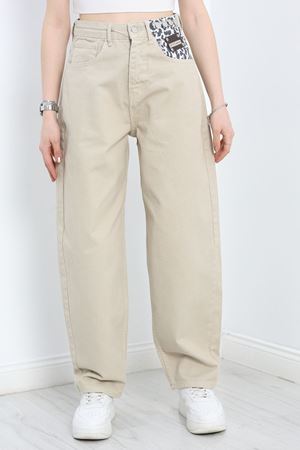 Leopar Desenli Baggy Kot Pantolon Bej - 40700.1975.