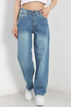 Pileli Baggy Kot Pantolon Açıkmavi - 40061.925.