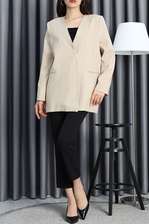 Efruza Marka Bağlamalı Poliviskon Ceket Taş - 70106.1991.