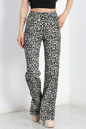 Yırtmaçlı Palazzo Kot Pantolon Leopar - 30581.1966.